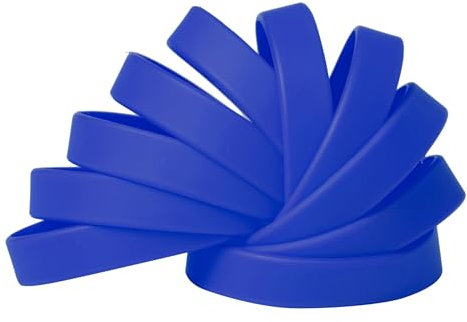 Plain Dark Blue Coloured Silicone Sports Arm Exercise Wristband Bracelets Rubber Wrist Bands Party Accessories For Men Women Boys Girls (Pack of 10)