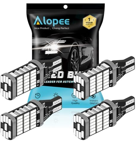 Alopee - 4-Pack 921 912 922 T15 W16W Brillant Red 12V-18V Sin Polaridad Canbus Sin Errores 4014 45SMD Bombillas LED para el Centro del Automóvil Alto Soporte Parar Luces de Freno Luces de Cola