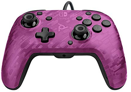 PDP Gaming Faceoff Deluxe+ verkabelt Switch Pro Controller - lila Camo - Offiziell Lizenziert durch Nintendo - Customizable buttons and paddles - Ergonomic Controllers