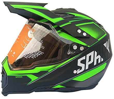 MRDEAR Motorrad Crosshelm mit Visier, Motocross Helm Schwarz und Grün, Full Face MTB Helm Motorradhelm für Quad Pocket Bike ATV Downhill BMX Enduro Damen Herren Sport Sicherheit Schutz,XL