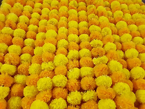 DECORATION CRAFT 5 Stück künstliche gelbe & orange Ringelblumen-Girlanden 152 cm lang für Partys, indische Hochzeiten, indische Themendekorationen, Heimdekoration, Diwali, indisches Festival