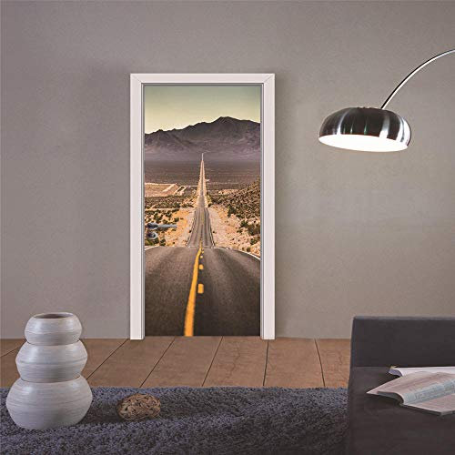 Autocollant porte Américain route 66 classique scène 3d décalque de mode art décoration murale porte fenêtre autocollant mural amovible affiche