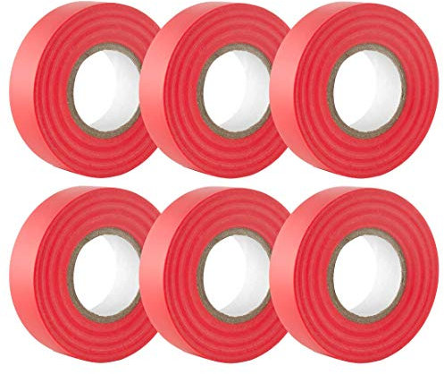 GTSE - Isolierband Rot - 19 mm x 20 m - strapazierfähiges, selbstklebendes Isolierband - zum Schutz, Bündeln und Reparieren von Kabeln - 6 Rollen