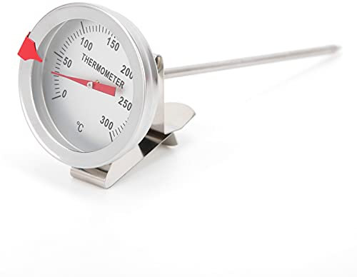 Frittierthermometer Edelstahl Ölthermometer Fleischthermometer mit 5cm Instant Read Dial und 15cm / 30cm Sonde, fritteusen thermometer Lebensmittelthermometer für Putenfritteuse, BBQ, Grill (30cm)