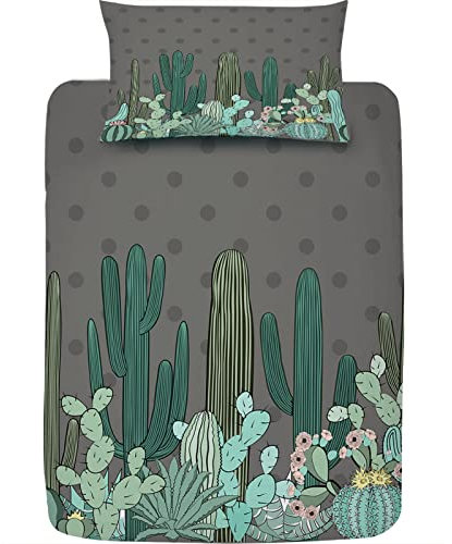 YFJSZB Kaktus Winter Bettwäsche 135x200 - Bettbezug 135 x 200 2er Set mit 1 Kissenbezug 80x80 cm, Warme Weich Mikrofaser Bettwäsche-Sets mit Reißverschluss