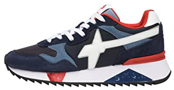 w6yz Yak-M.-Zapatilla de Ante y Tejido técnico-Azul Celeste Azul Marino 43