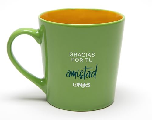 Taza calidad para desayuno con frase Gracias por tu AMISTAD. Taza cerámica 500 ml. Regalo original y motivador para amigos que expresa gratitud. (Amistad)