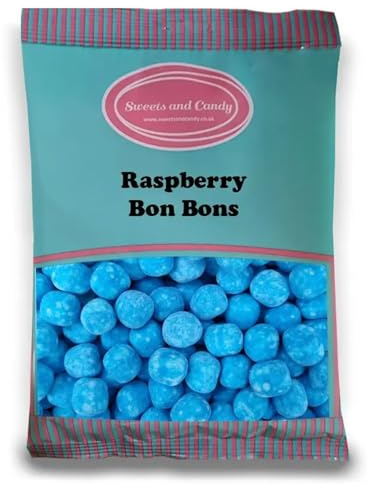 Sweets and Candy® Blue Raspberry Bon Bons 1Kg - Retro Chewy Blue Bon Bons - Fruity Raspberry Flavour - Bulk 1 Kilo Bag - Tongue Painter Effect - British Pick and Mix Sweet Shop Favourite