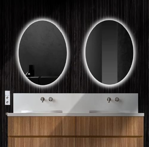 MICE COLLECTION Cristaled - Espejo Ovalado, retroiluminado. Luz fría. 5500 K - con Medida 80 x 100 cm - Serie Pro - PRO100