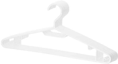 Berlona Kleiderbügel | 10 Stück | Kunststoffbügel mit seitlichen Haken | Platzsparender Bügel, leicht und funktionell | 41 cm x 18,5 cm | für Mäntel, Kleider, Hemden, Pullover, Jacken, Hosen | Weiß