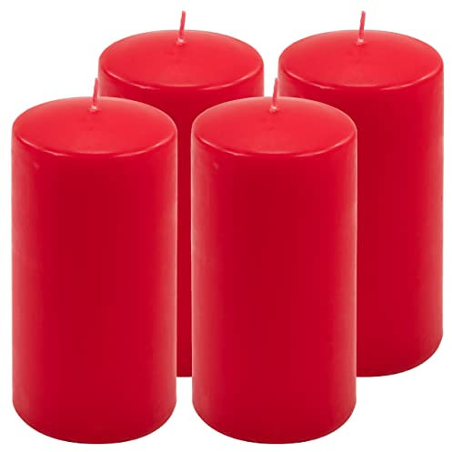 Stumpenkerze rot Höhe 15 cm Ø 7,5 cm lange Brenndauer Rund-Kerze Säulenkerzen Kerzen-Deko Tafelkerzen Weihnachts-Kerzen Hochzeit (4)