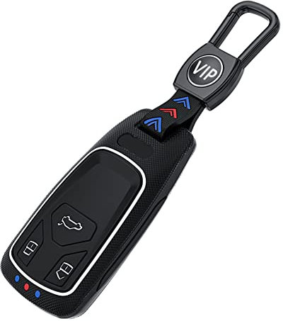 OTMIK Frosted ABS Carbon Fiber Silicone Car Protector Case Cover passend für Audi A5 A6L QT S5 S7 8S S4 8W RS A4 A4L Allroad B9 Q5 Q7 TT TTS 8S 2016-2022 Remote Key (Mattiertes Schwarz A)