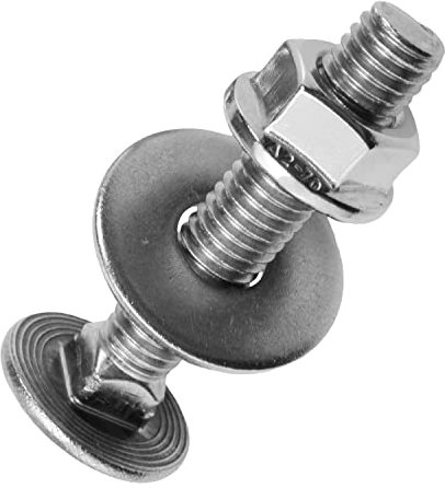 Techtanium® Schlossschrauben M6 x 80/80 mm inkl. Flanschmuttern und großen Unterlegscheiben M6 aus Edelstahl A2 (50 Stück) | Schrauben | Muttern | U-Scheiben | DIN 603 & DIN 6923 & DIN 9021