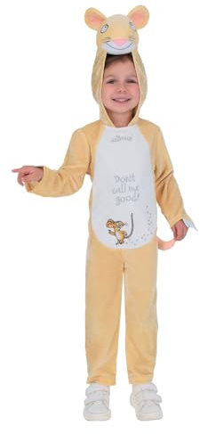 Smiffys Julia Donaldson Gruffalo’s Mouse Costume for Kids, All-in-One with Character Hood in Beige, Officially Licensed with Padded Tail, Ideal for Roleplay, World Book Day, and Fancy Dress