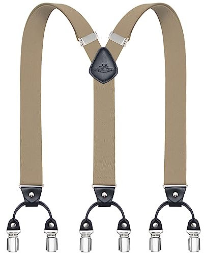 Dresime Bretelles pour hommes avec 6 pinces métalliques en Y Ajustables Bretelles pour pantalons Bretelles élastiques robustes pour hommes