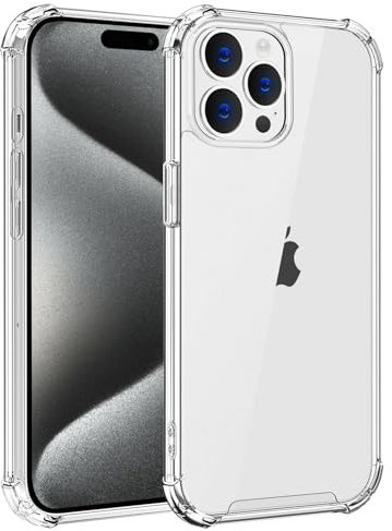 Whioltl Crystal Clear iPhone 15 Pro Case, Anti-Scratch, Shock-Absorption, Soft Silicone TPU, Wireless Charger Compatible, Bike Phone Holder - Transparent
