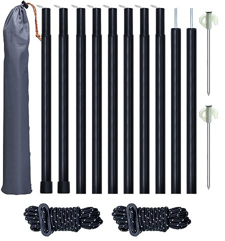 ZHIYUQL 2 Piezas Varillas Tienda Campaña, Inoxidable Palos Toldo Camping con Bolsa Almacenamiento Barras de Tienda Telescópicas para Tienda de Campaña Toldo(43-200CM)