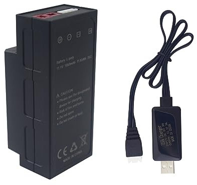 11.1V 1050mAh 25C 3S Lipo Battery with T Plug with USB Charging Cable for MJX H16 H16P H16E H16GT H16BM H16PL 14301 RC Car High Speed Drift Model Toy Car Upgrade Battery