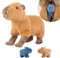 lilizzhoumax Capybara Plüschtier mit 2 kleinen Capybaras, simuliertes Tier 3-teiliges weiches Capybara-Plüschtier-Spielset mit Reißverschlüssen, Kawaii Capybara Plüschspie, Geschenk für Kinder