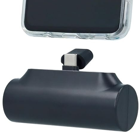 Mini Power Bank 5000mAh [BATERÍA EXTERNA] [Cargador Portátil] Pequeña y Ligera [VARIOS DISEÑOS]. Compatible con Android Galaxy S23/S23 Plus/Redmi Note 11S/Pixel 8 Pro/Pixel 8/Mi 13 Lite(Tipo C, Negro)