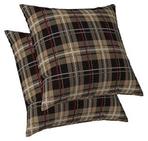 ggaimwf Taies d'oreiller Tartan Paquet de 2 Chocolat Brun Coussins À Carreaux Plaid Thème écossais Housses de Coussin pour Salon Chambre Housses d'oreiller avec Fermeture éclair Invisible 40x40cm