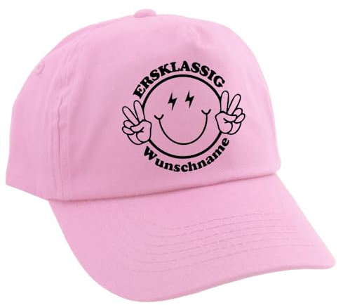 Elefantasie Personalisierte Cap für Kinder Baseball Kappe mit Name Bedruckt für Schulkinder Geschenk zur Einschulung ERSTKLASSIG Rosa
