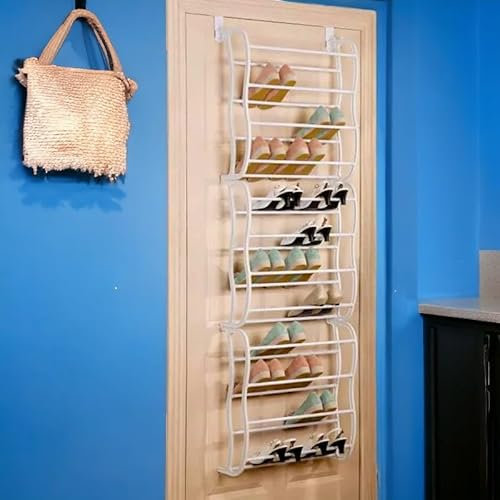 Deejaah® Over The Door Shoe Storage – 12 Tier Space Saving Hanging Shoe Rack with Adjustable Shelf, 36 Pair Space - Durable Organizer, Easy Setup Over Door Shoe Stand for All Type of Shoes
