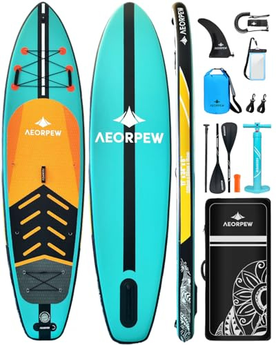 AEORPEW Tablas de remo inflables para adultos, tabla de remo de pie de 35 pulgadas de ancho, refuerzo de nivel de competición con todos los accesorios de tabla de SUP de primera calidad para adultos y