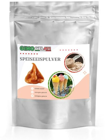 Gino Gelati Karamell Eis Speiseeis Pulver, verschiedene Sorten, Softeispulver, Natürliche Farbstoffe, Softeis selbst machen, einfache Zubereitung, Made in Germany (1 Kg, Karamell)