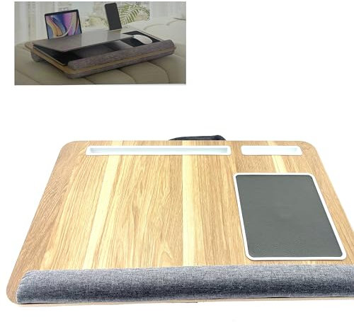 Laptopkissen Knietablett, Laptop Unterlage mit Mauspad, Laptop Kissen in Holz Optik, Kissentablett, Laptop Unterlage Schoß Laptop Unterlage Bett