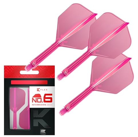 Target Darts K Flex Integrated Dart Flights and Shafts, Nr.6 Rosa (Intermediate) | 3er Pack K-Flex - No6, Kflex All In One Moulded Dart Flight & Stem | Professionelles Dart Zubehör