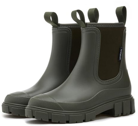 AONEGOLD Stivali Pioggia Donna Impermeabile Antiscivolo Leggere Comode Stivali Gomma Moda Pioggia per Esterni Giardinaggio Boots(Verde,38 EU)