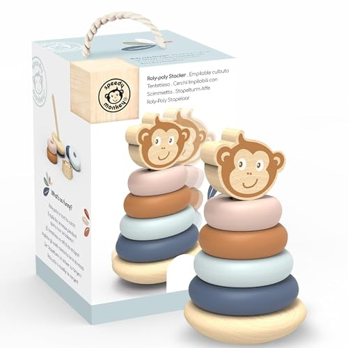 Speedy Monkey Holz Roly Poly Stapelturm FSC zertifiziertes Spielzeug