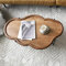 Zouron Couchtisch Holz Oval Ellipse Wohnzimmertisch Holz Coffe Table Wie Wolke Vintage Dunkelbraun Tisch 1pcs Metallgestell 89x50x40cm