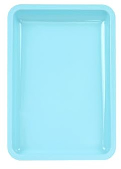 Stainless Steel Tray Light Blue,Rectangular Decorative Storage Organizer Tray For Nail Art Desktop Tools,Cosmetic Organiser,18 * 12.5 * 1.7cm