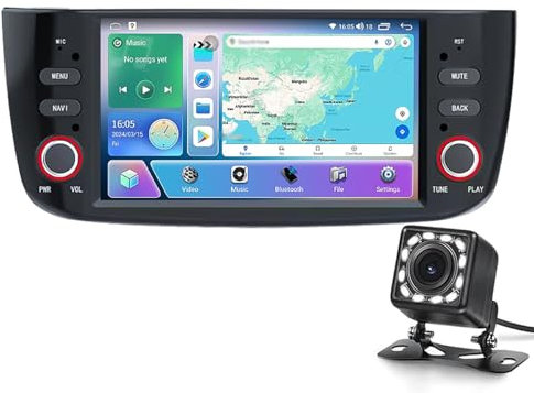 Autoradio Wireless Da 7 Pollici Per FIAT Linea Punto EVO 2012-2015 Navigazione GPS Touch Screen Portatile Per Auto, Ricevitori Audio Per Auto Con Bluetooth, Fotocamera AM / FM / RDS(Size:M6:8+128GB)