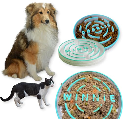 3d Printed Personalised Slow Food Dog Bowls Customisable Jigsaw Dog Food Bowls With Pet Names Slow Down Eating Pet Food Bowls With Non-Slip Cushions Can Fit Any Pet
