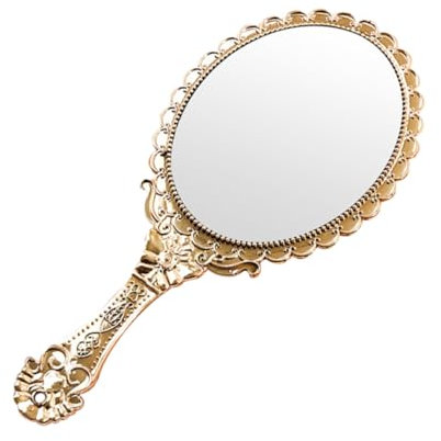 VICASKY Vintage Handspiegel Klein Barockstil Mit Klarer Spiegelung Reise Kosmetik Damen Handspiegel Tragbar Roségold