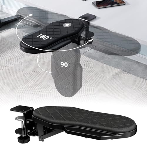 CABTE Ergonomics Desk Extender Tray, Table Mount Arm Wrist Rest Shelf | 90° Foldable Elbow Arm Support,Foldable, 180° Swivel, Computer Desk Extender Tray for Home and Office (Folding and Rotating)