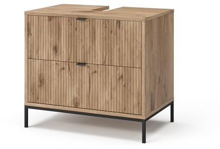 Vicco Mueble bajo Lavabo Eliza, Roble Vikingo, 70 x 63 cm | Con 2 cajones extraíbles, apto para sifones estándar con abertura en la parte superior