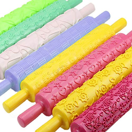 Acouto Strumento per Mattarelli in Rilievo per Fondente, Plastica Testurizzata Colorata, 12 Modelli per Cuocere Biscotti Fondenti e Pasticceria (Colore assortito)