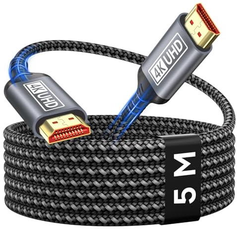 Nersligek 4K Cable HDMI 5M, Ultra HDMI 2.0 Cable de Alta Velocidad 18Gbps | Soporte 4K@60Hz HDR, HDCP2.2, Ethernet, 3D, ARC, Compatible con el Ordenador Portátil, Monitor, PS5, PS4, Xbox, TV, PC