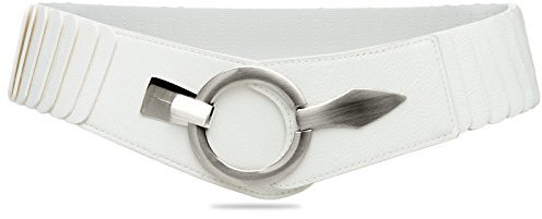 Caspar GU300 Damen elastischer breiter Stretch Taillengürtel, Farbe:weiß, Gürtelgröße:78 [für Körperumfang 75-90 cm]