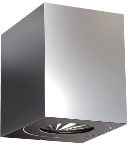 design for the people by Nordlux LED Wandleuchte CANTO KUBI Außenleuchte, 2x5W COB LED, 3000K, 700lm, IP44, Edelstahl EEK: A+
