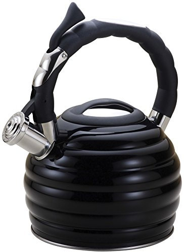 King Hoff Schwarz Edelstahl Flötenkessel Teekessel Wasserkessel 3,0 Liter KH-1214