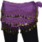 Tanzbekleidung & Accessories BAUCHTANZ MÜNZGÜRTEL HÜFTTUCH BELLY DANCE BAUCHTANZGÜRTEL HIP SCARF KARNEVAL XXL (142 Münzen, Lila)