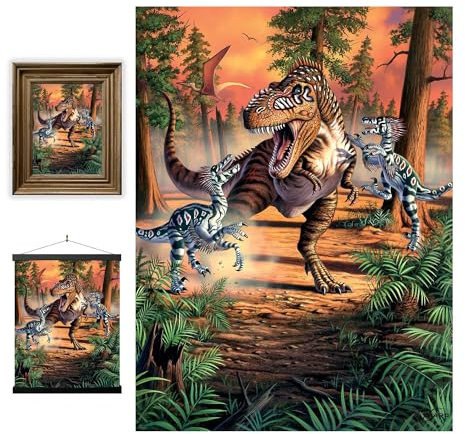3D LiveLife Linsenförmige Wandkunst Drucke - Dinosaurier Kampf von Deluxebase. Ungerahmtes 3D Jura Poster. Perfekter Wandfüller. Original kunstwerk lizenziert von bekannt künstler, Jerry LoFaro