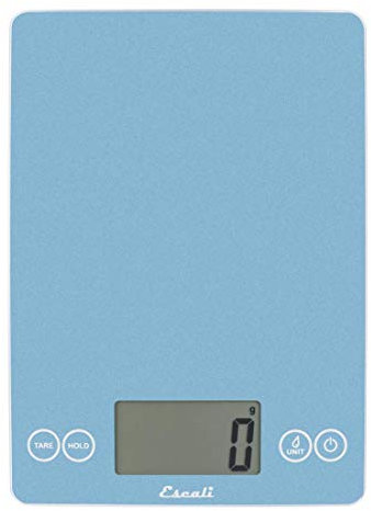 Escali 157SB Balance de Cuisine Arti Glass, Balance de Précision avec Affichage LCD, Accessoires Cuisine, 6.8 kg (15lb), Bleu Ciel, 23 x 16,5 x 2 cm