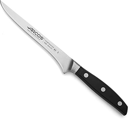 Arcos Cuchillo deshuesador con Hoja Acero Inoxidable Nitrum 160 mm. Cuchillo profesional para cortar huesos carne. Mango ergonómico polipropileno. Serie Manhattan. Color negro.