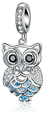 925 Sterling Silber Eule Charm Glücksbringer Vogel Charm Haustier Charm für Pandora Bettelarmband (B)